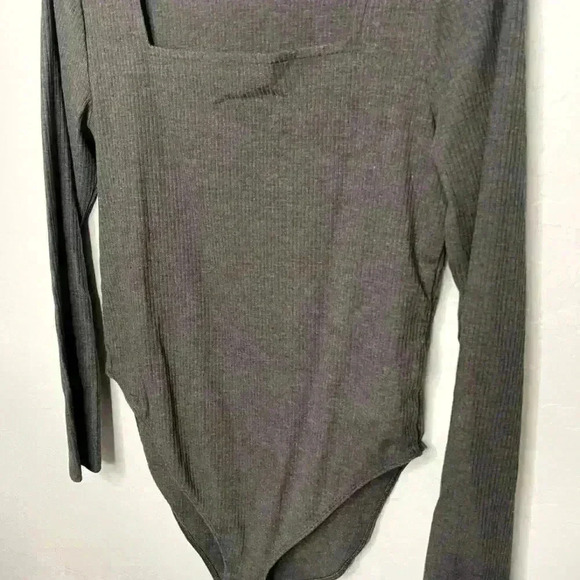 Old Navy Square Neck Long Sleeve Dark Gray Top Bodysuit XL - Picture 3 of 5